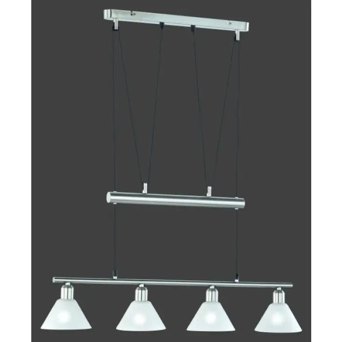 Trio STAMINA Hanglamp roestvrij staal, Nikkel mat, 4-lichts Populair
