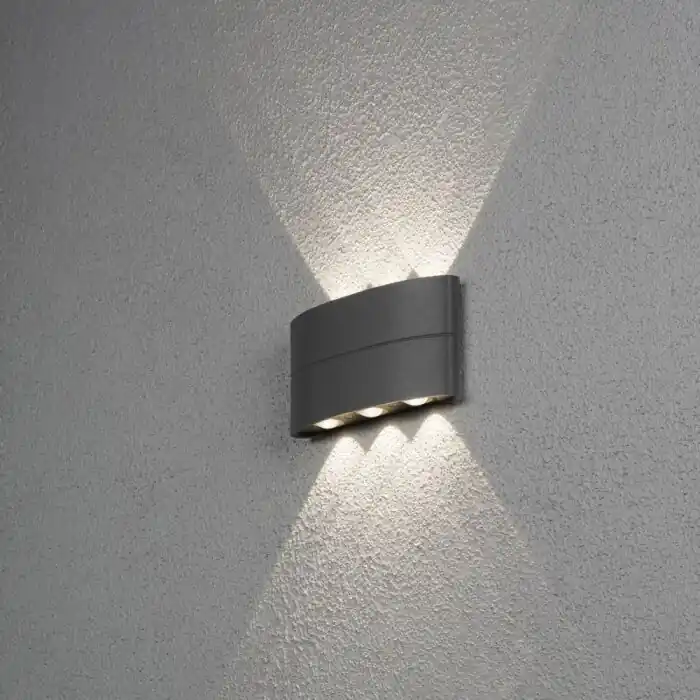 Konstsmide Chieri Buiten muurverlichting LED Zwart, 6-lichts Rechtstreeks Van De Fabrikant