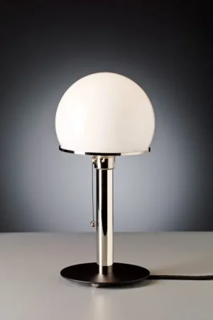 Lage Prijs Tecnolumen Wagenfeld WA 23 SW Tafellamp Nikkel mat, Zwart, 1-licht