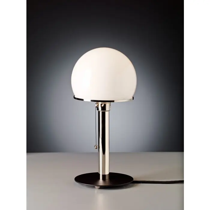Lage Prijs Tecnolumen Wagenfeld WA 23 SW Tafellamp Nikkel mat, Zwart, 1-licht