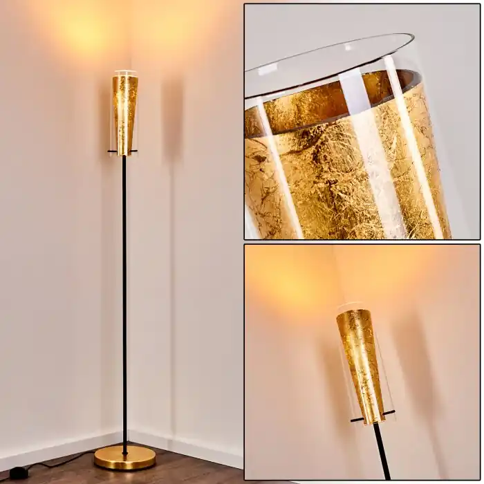 Snelle Levering Tegna Staande lamp Zwart-Goud, 1-licht