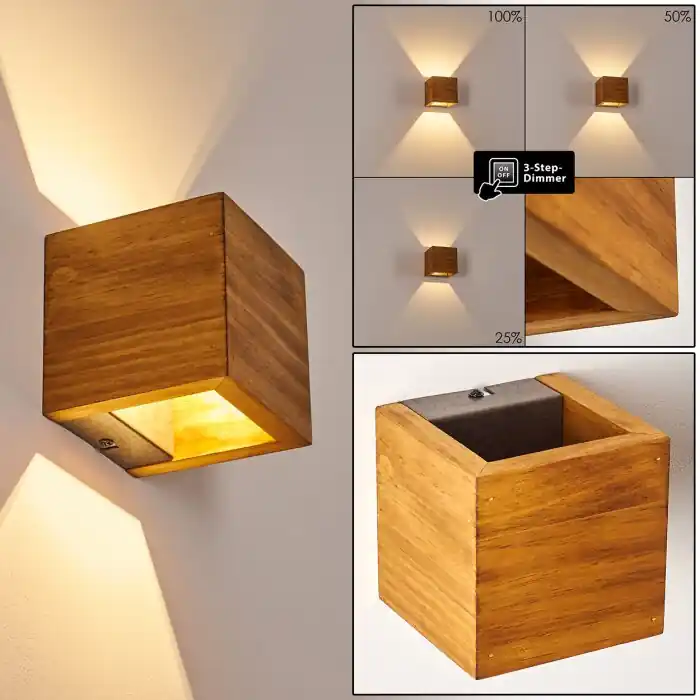 Beste Prijs Adak Muurlamp LED Hout donker, 1-licht