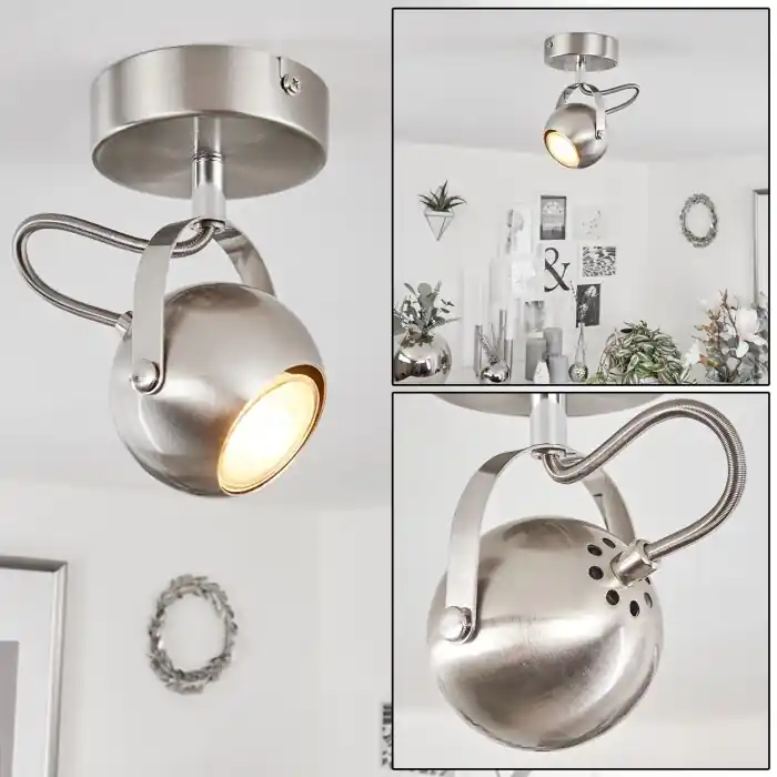 Gadmen Plafondlamp Chroom, Nikkel mat, 1-licht Weekendaanbieding