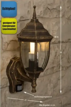 Premium Rabalux Nizza Buiten muurverlichting Goud, Messing, Transparant, Helder