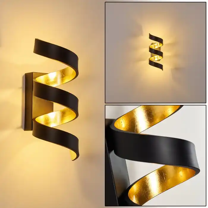 Merkproduct Rezat Wandlamp LED Zwart-Goud, 1-licht