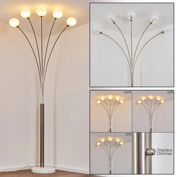 Dagaanbieding Nikkala Staande lamp Nikkel mat, 5-lichts