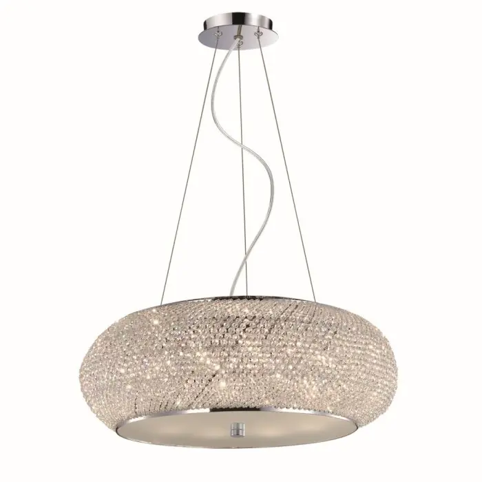 Hoge Kwaliteit Ideallux PASHA Hanger Chroom, Kristaloptiek, 10-lichts