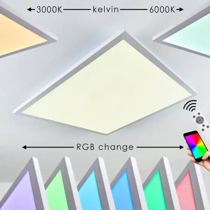 Salmi Plafondlamp LED Wit, 1-licht, Afstandsbediening, Kleurwisselaar Lage Kosten