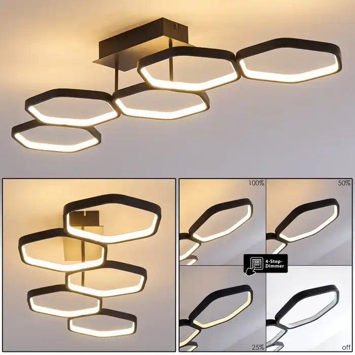 Direct Beschikbaar Halmstad Plafondlamp LED Zwart, 1-licht