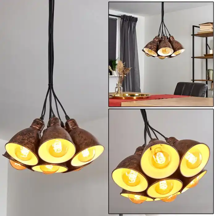 Direct Beschikbaar Timola Hanger Koperkleurig, Roest, 7-lichts