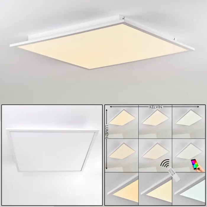 Salmi Plafondlamp LED Aluminium, Wit, 1-licht, Afstandsbediening Korting