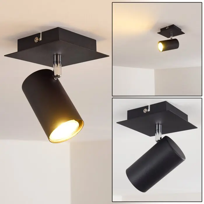 Koopje Zuoz Plafondlamp Zwart, 1-licht