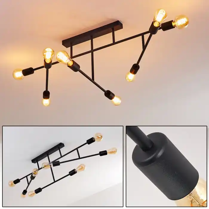 Cahaba Plafondlamp Zwart, 8-lichts Gratis Retour