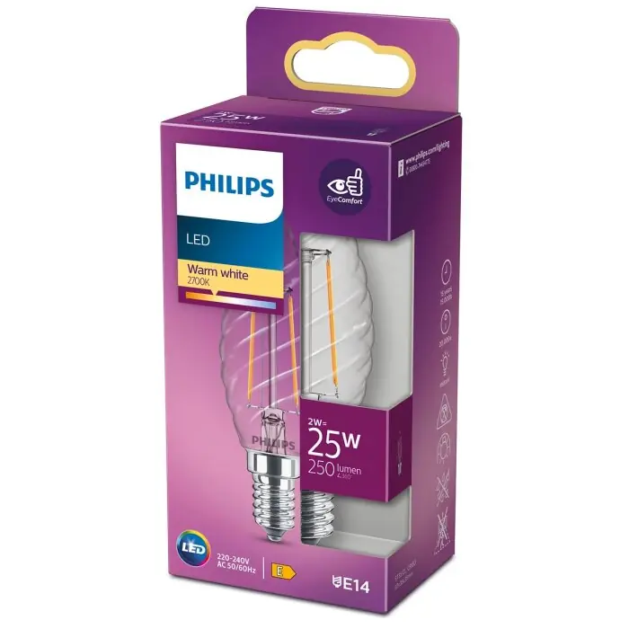 Seizoensaanbieding Philips LED E14 2 Watt 2700 Kelvin 250 Lumen