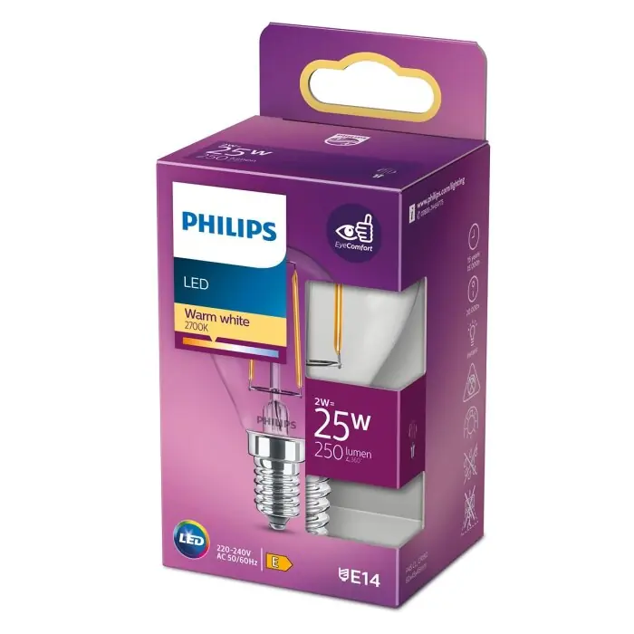 Direct Verzonden Philips LED E14 2 Watt 2700 Kelvin 250 Lumen