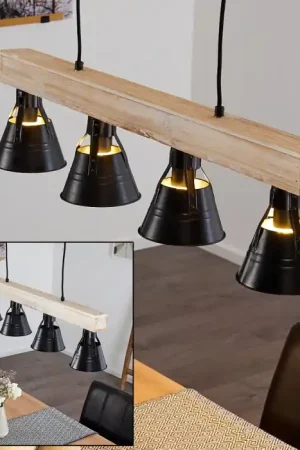 Actieprijs Berkeley Hanger Hout licht, Zwart, 4-lichts