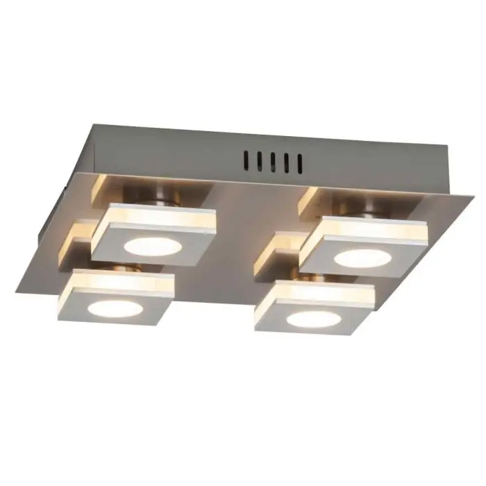 Actieprijs Brilliant Transit Plafondlamp LED Nikkel mat, 4-lichts