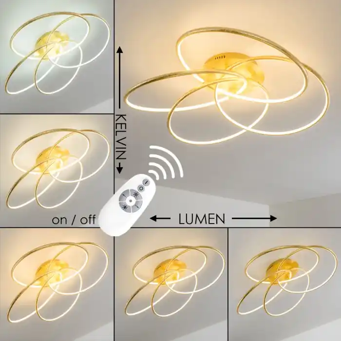 Glen Plafondlamp LED Goud, 1-licht, Afstandsbediening Dagaanbieding