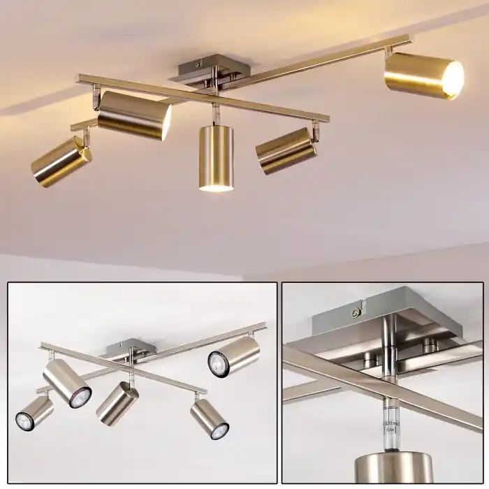 Zuoz Plafondlamp Chroom, Nikkel mat, 5-lichts Lage Kosten