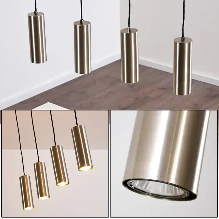 Zuoz Hanglamp Nikkel mat, 4-lichts Express Levering
