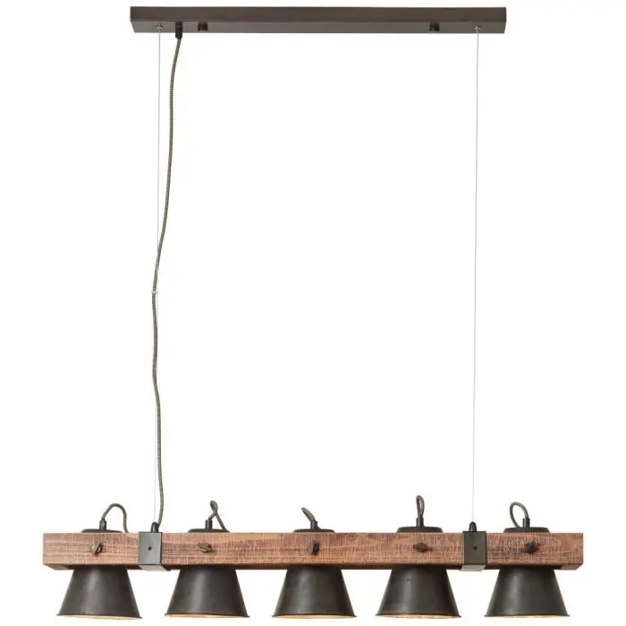 Premium Brilliant Plow Hanglamp Hout donker, Zwart, 5-lichts