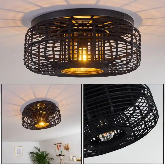Mongolei Plafondlamp Zwart, 1-licht Nu Kopen
