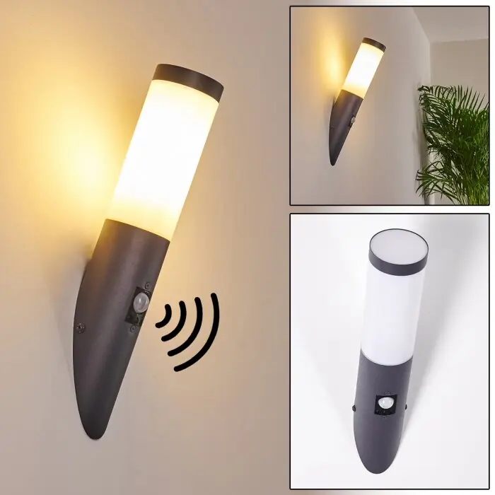 Veilige Betaling Gaborone Buiten muurverlichting Antraciet, 1-licht, Bewegingsmelder