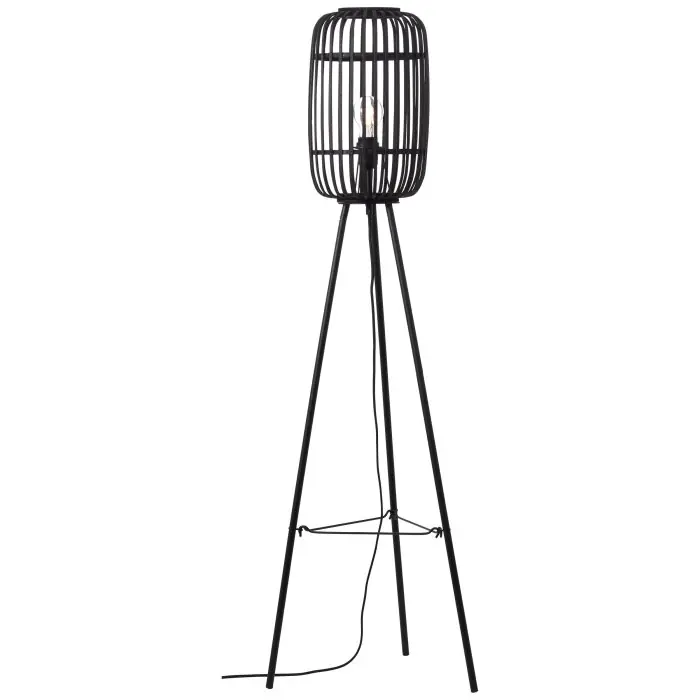 Brilliant WOODROW Staande lampen Hout donker, Zwart, 1-licht Speciale Aanbieding