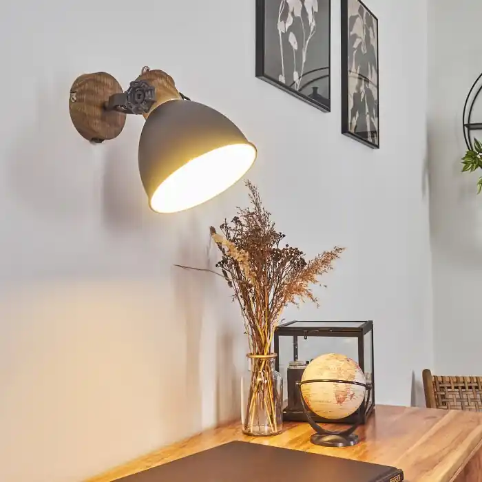 Alleen Vandaag Banjul Muurlamp Grijs, Hout donker, 1-licht
