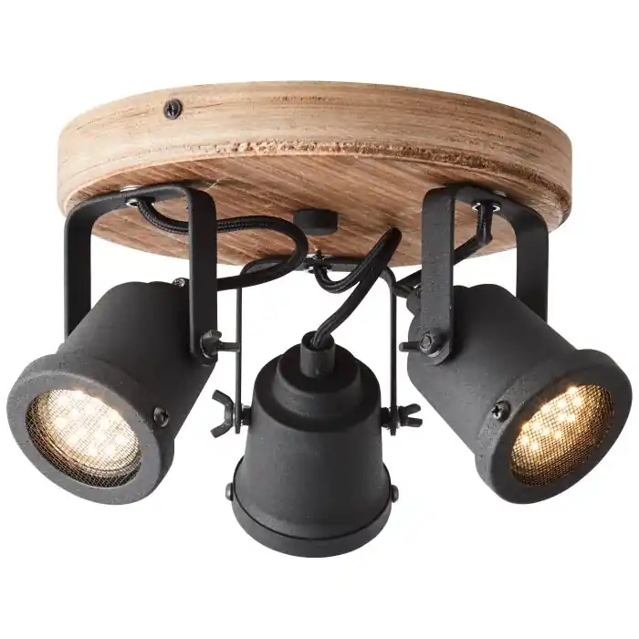 Brilliant Inge Spotlamp Hout donker, 3-lichts Betrouwbaar