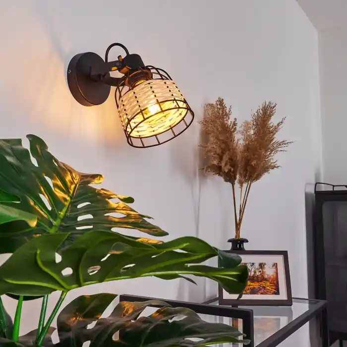Merkproduct Recinto Muurlamp Hout donker, Zwart, 1-licht