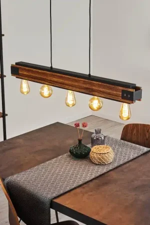 Yuma Hanglamp Zwart, 5-lichts Voordeelprijs