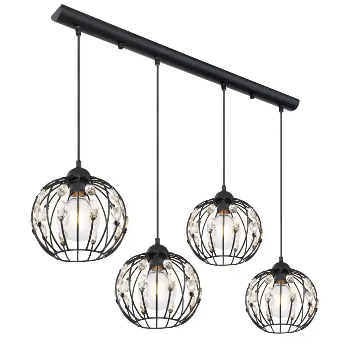 Globo HANAKO Hanger Zwart, 4-lichts Lage Kosten