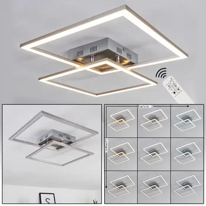 Op = Op Thara Plafondlamp LED Nikkel mat, 2-lichts, Afstandsbediening