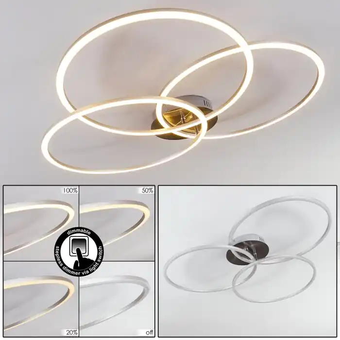 Express Levering Johsa Plafondlamp LED Nikkel mat, Zilver, 3-lichts