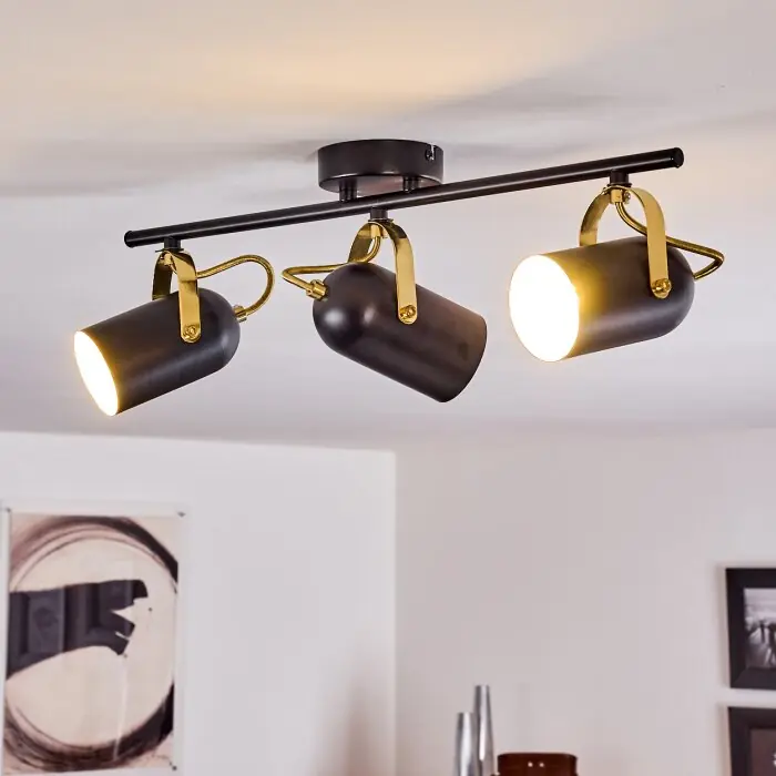 Betrouwbaar Rialey Plafondlamp Messing, Zwart, 3-lichts