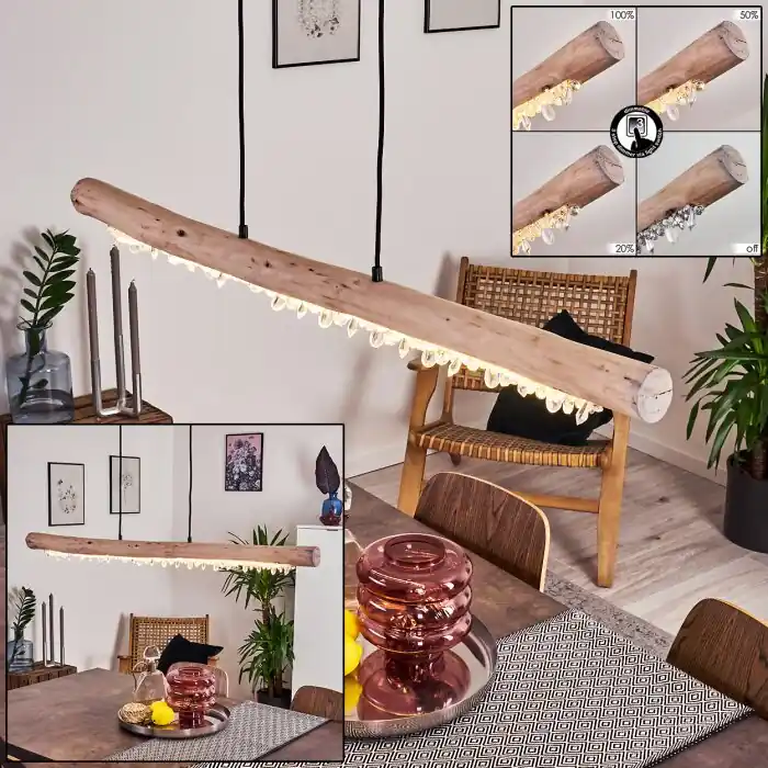 Laatste Versie Rodeche Hanglamp LED Hout licht, Zwart, 1-licht