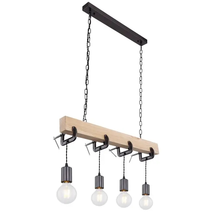Fabrieksprijs Globo LUDI Hanger Zwart, 4-lichts