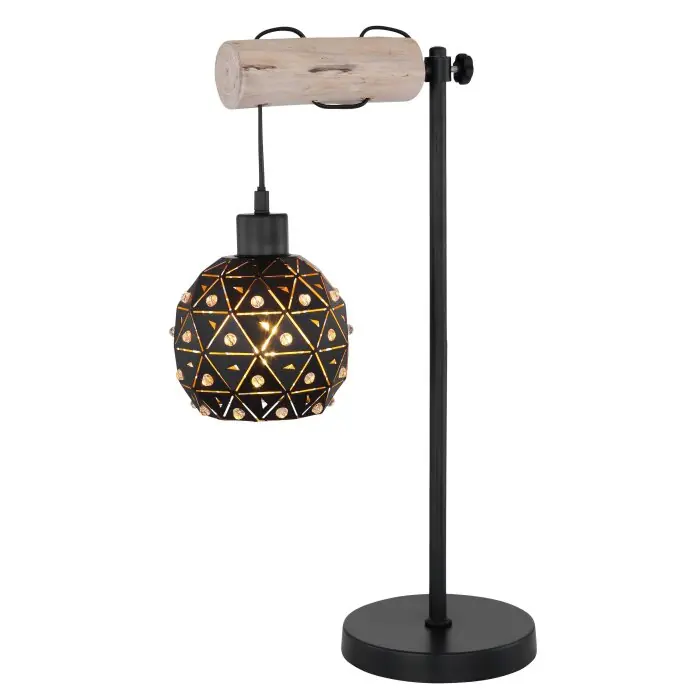 Globo JODIE Tafellamp Hout licht, Zwart, 1-licht Snelle Levering
