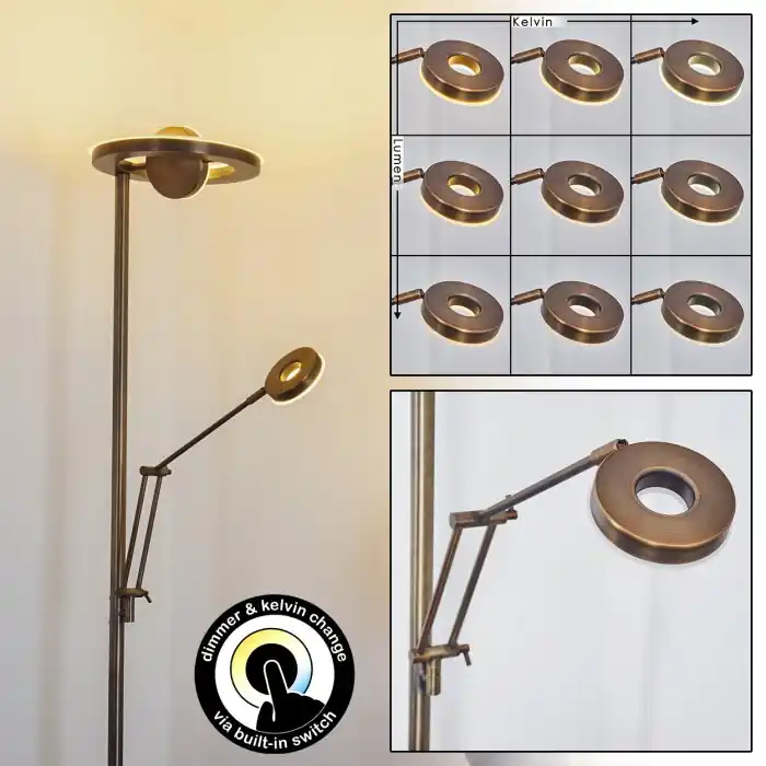 Rabeja Staande lamp LED Messing, 2-lichts Nieuw