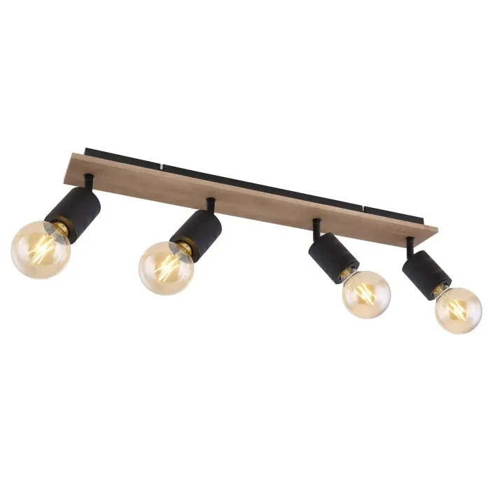 Globo JOSELLA Spotlamp Hout donker, Zwart, 4-lichts Koop Online