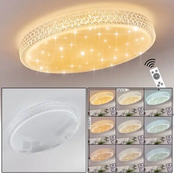 Suno Plafondlamp LED Transparant, Helder, Wit, 1-licht, Afstandsbediening Direct Beschikbaar