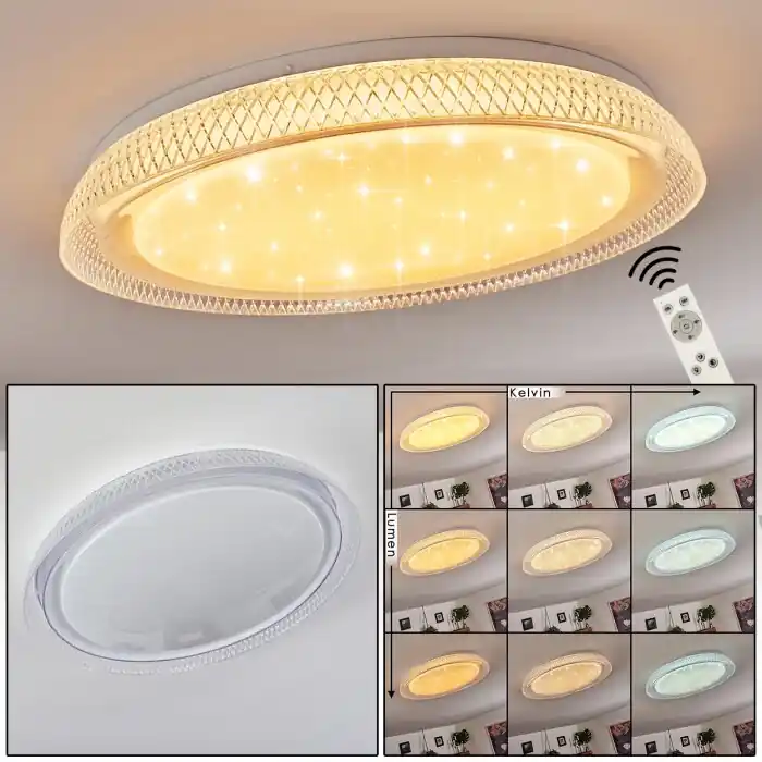 Koopje Feletto Plafondlamp LED Transparant, Helder, Wit, 1-licht, Afstandsbediening