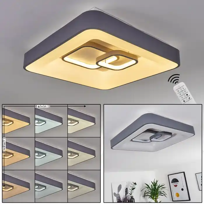Gabbiana Plafondlamp LED Grijs, Wit, 1-licht, Afstandsbediening Dagaanbieding