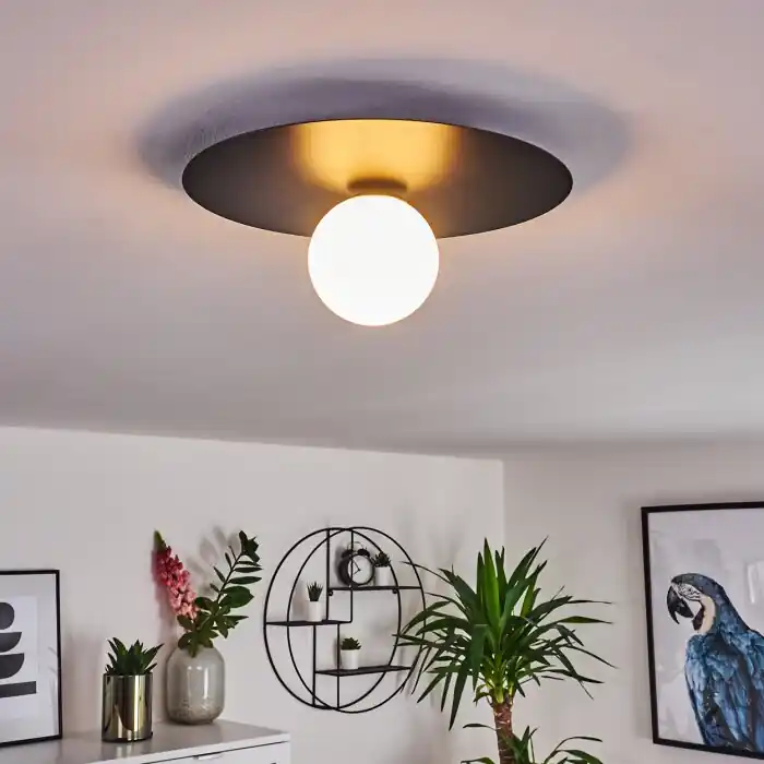 Marahu Plafondlamp Zwart, 1-licht Beste Prijs