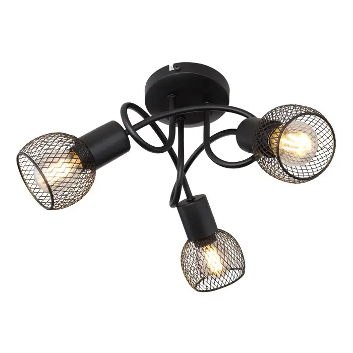 Globo FIASTRA Plafondlamp Zwart, 3-lichts Betaalbaar