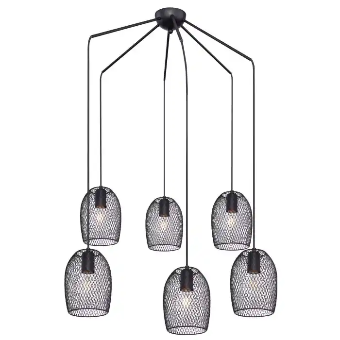 Lage Prijs Globo DOPS Hanger Zwart, 6-lichts