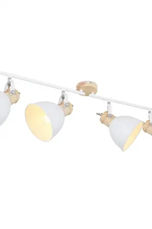 Aanbieding Globo WIHO Spotlamp Hout donker, Wit, 4-lichts