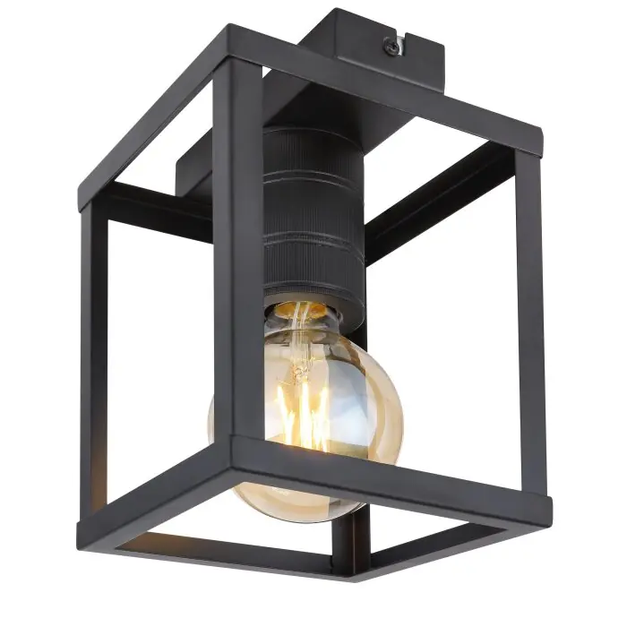 Globo HAGAR Plafondlamp Zwart, 1-licht Op = Op