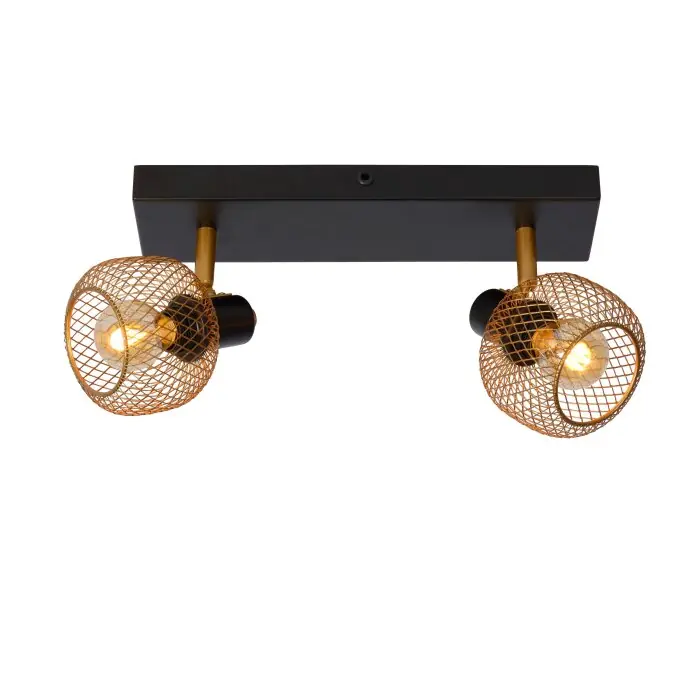 Betaalbaar Lucide MAREN Plafondlamp Goud, Messing, Zwart, 2-lichts